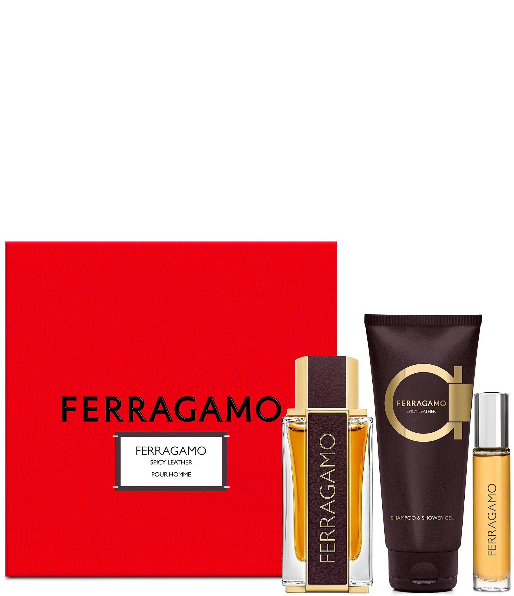 美品　Salvatore Ferragamo セットアップ 38　y05 Salvatore Ferragamo Set Spicy Leather Parfum 3pc 3.4 Edp M – Best