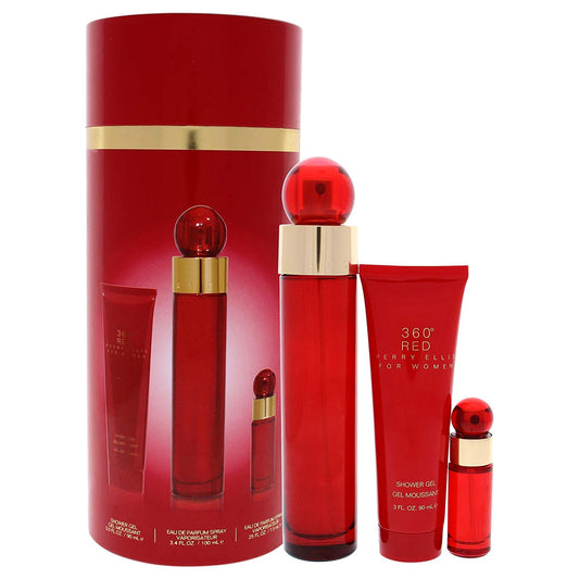 Perry Ellis Gift Set Deluxe 360 red 3.4 Edp 3 pzas L