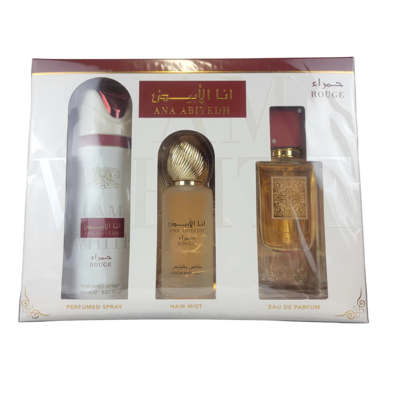 Lattafa Set Ana Abiyedh Rouge 3pc 3.4 Edp U